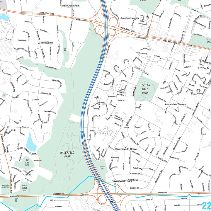 Premium Style Wall Map of Annandale, VA