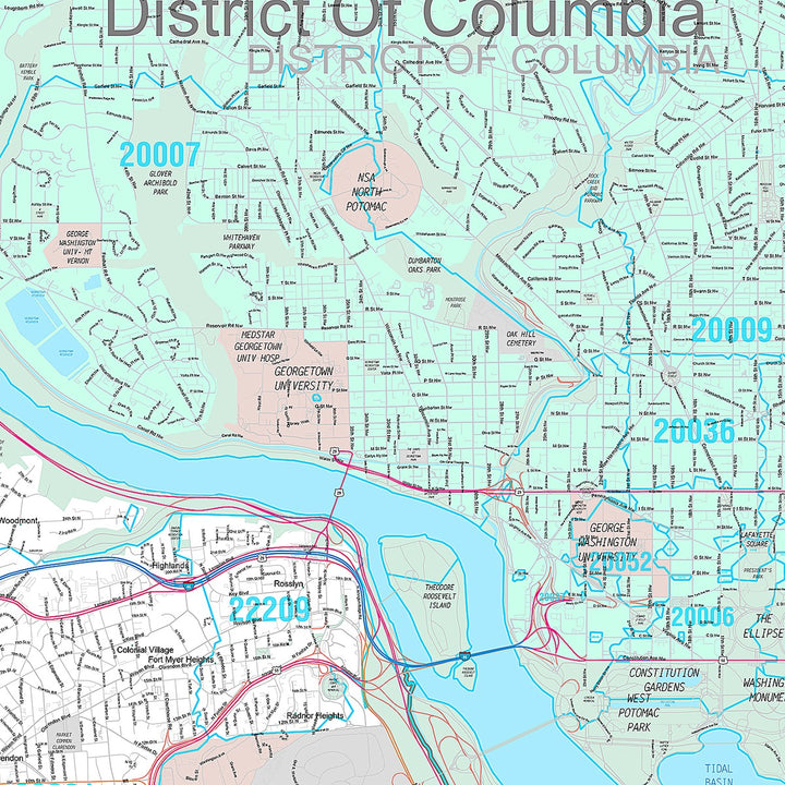 Premium Style Wall Map of Arlington VA