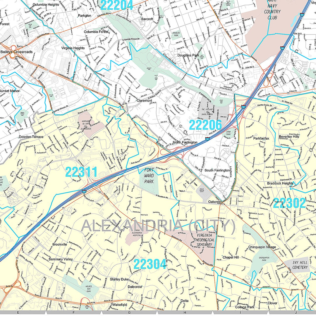 Premium Style Wall Map of Arlington VA