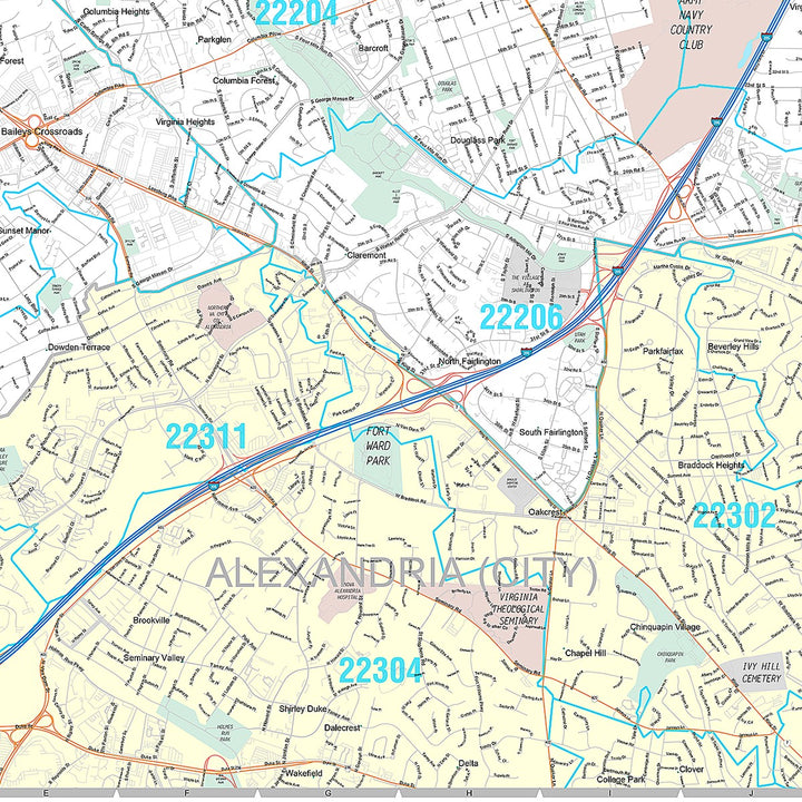 Premium Style Wall Map of Arlington VA