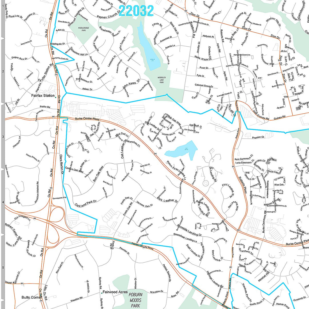 Premium Style Wall Map of Burke, VA