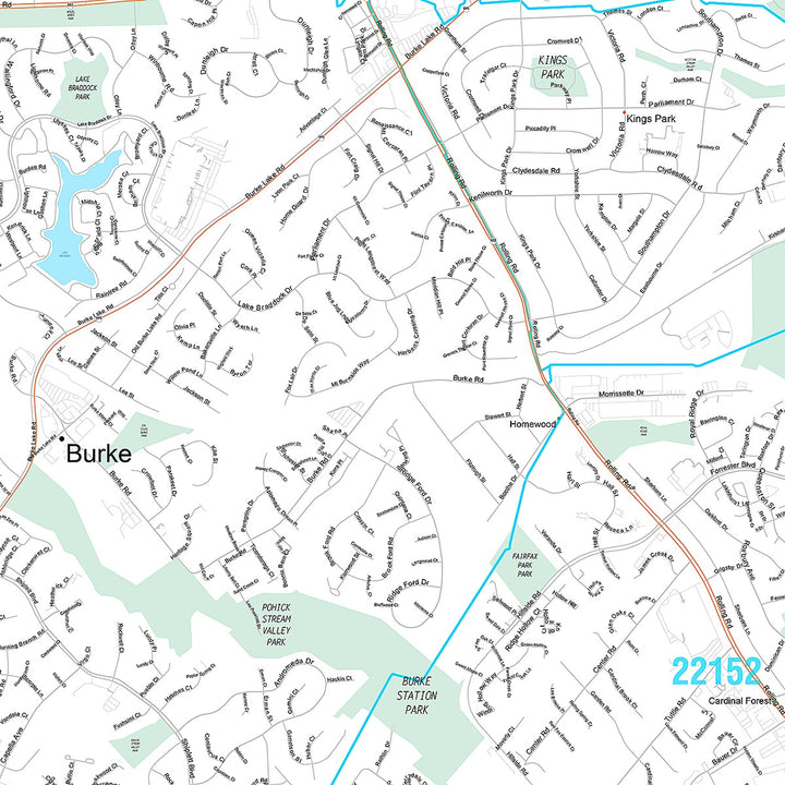 Premium Style Wall Map of Burke, VA