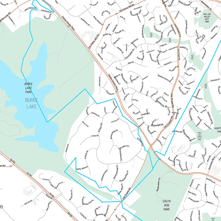 Premium Style Wall Map of Burke, VA