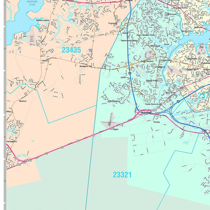 Premium Style Wall Map of Chesapeake VA
