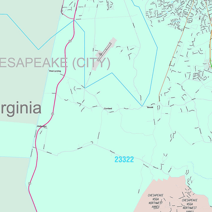 Premium Style Wall Map of Chesapeake VA