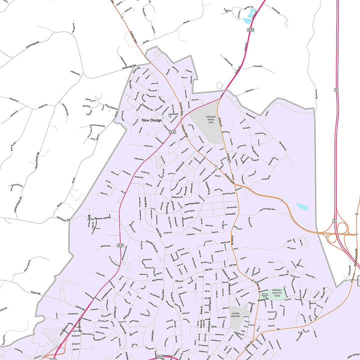Premium Style Wall Map of Danville, VA