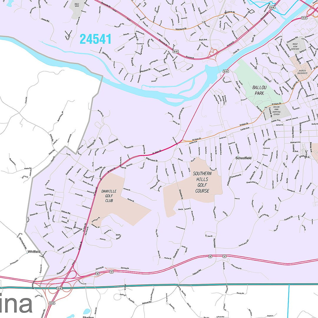 Premium Style Wall Map of Danville, VA
