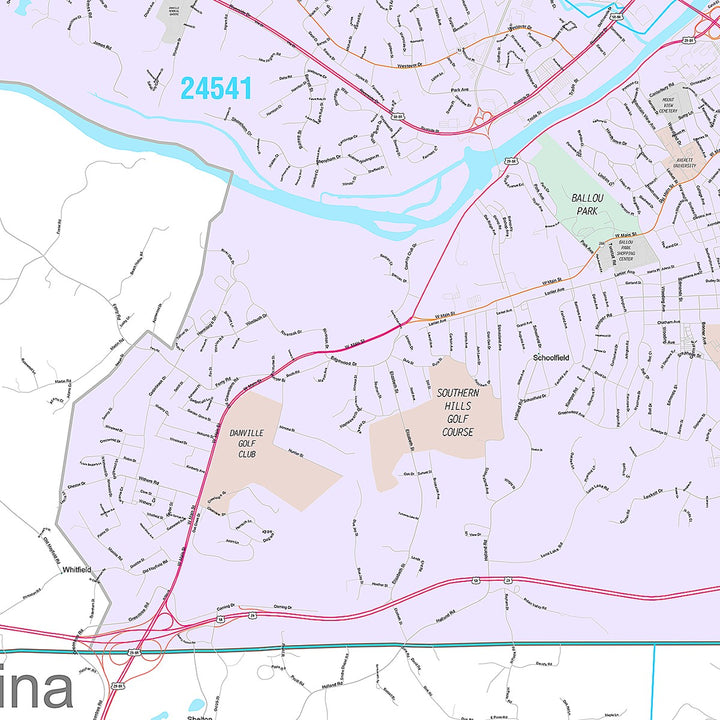 Premium Style Wall Map of Danville, VA