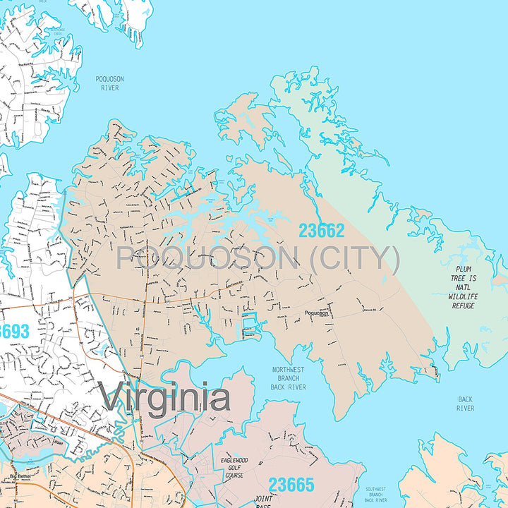 Premium Style Wall Map of Hampton, VA