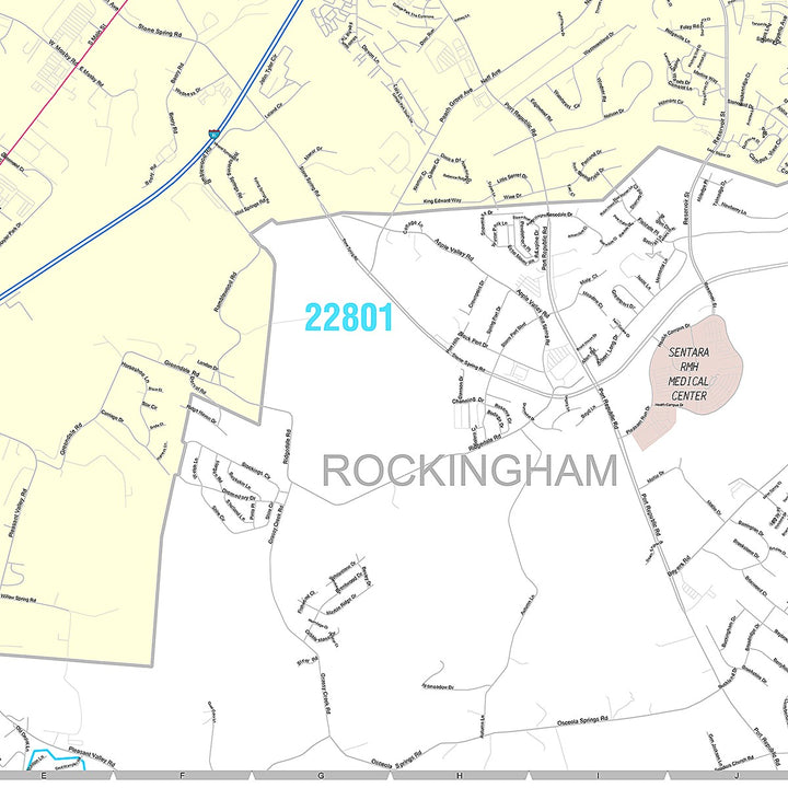 Premium Style Wall Map of Harrisonburg, VA