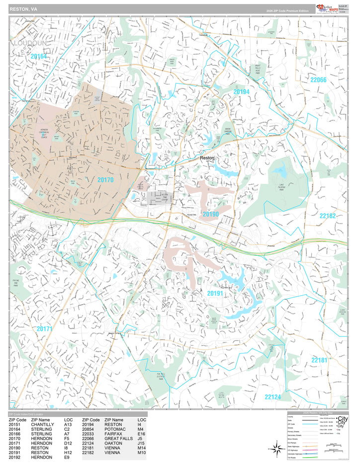 Premium Style Wall Map of Reston, VA
