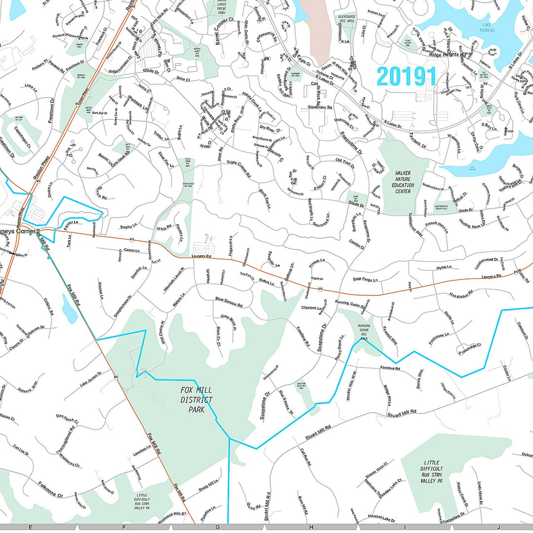 Premium Style Wall Map of Reston, VA