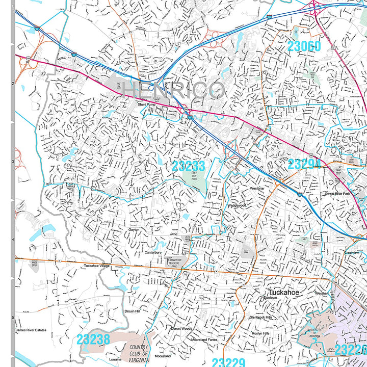 Premium Style Wall Map of Richmond, VA