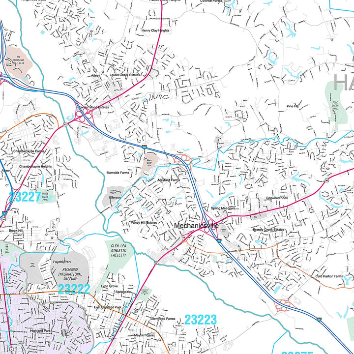 Premium Style Wall Map of Richmond, VA