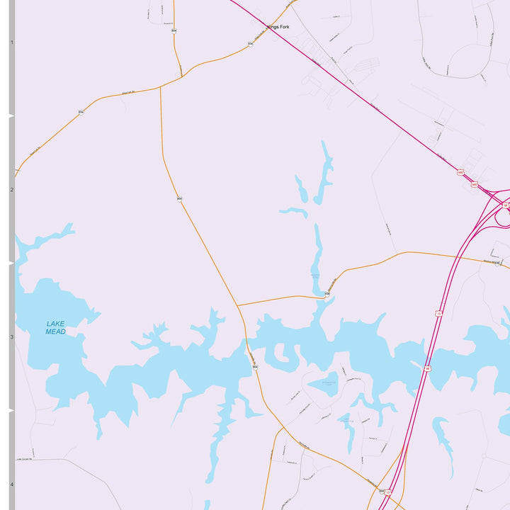 Color Cast Zip Code Style Wall Map of Suffolk, VA