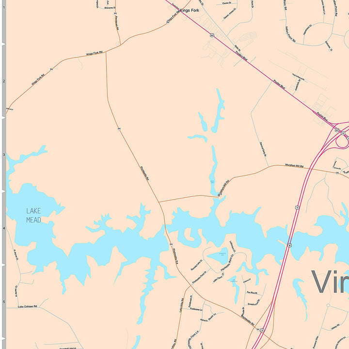 Premium Style Wall Map of Suffolk, VA