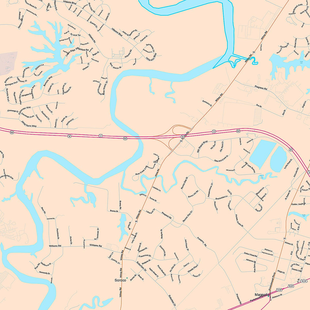 Premium Style Wall Map of Suffolk, VA