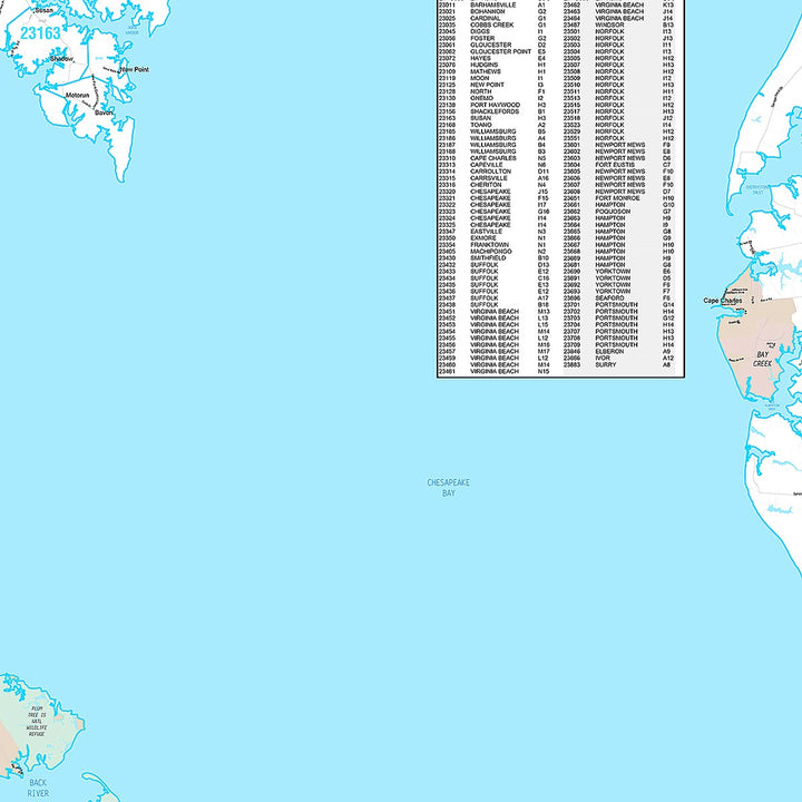 Premium Style Wall Map of Tidewater, VA