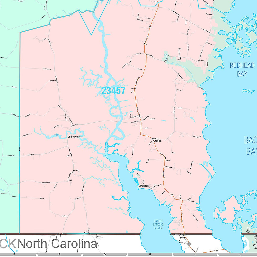 Premium Style Wall Map of Virginia Beach VA