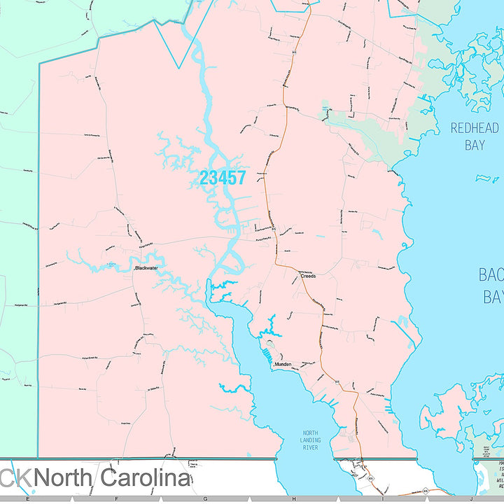 Premium Style Wall Map of Virginia Beach VA