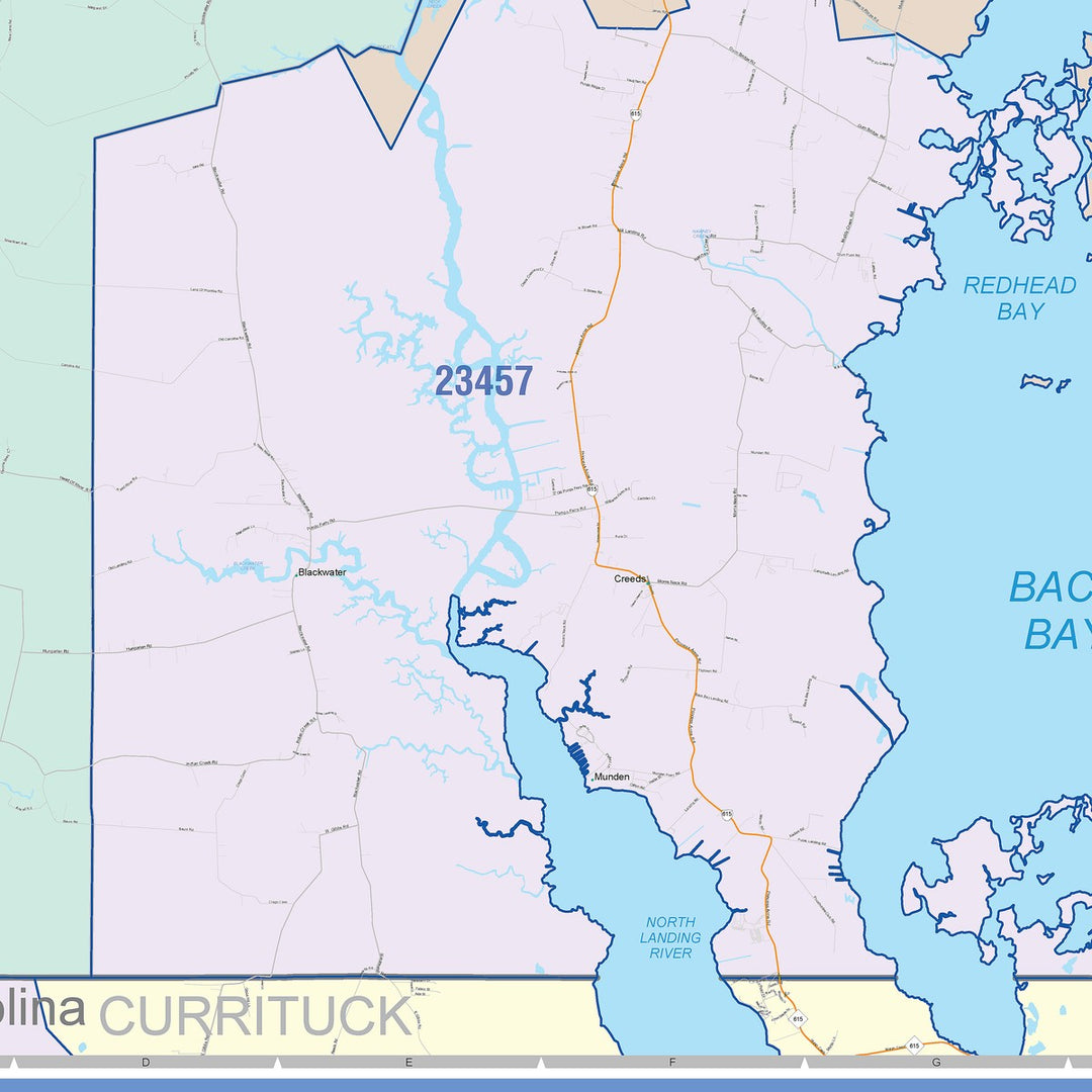 Vb Zip Code Map Color Cast Zip Code Style Wall Map of Virginia Beach, VA – American Map ...