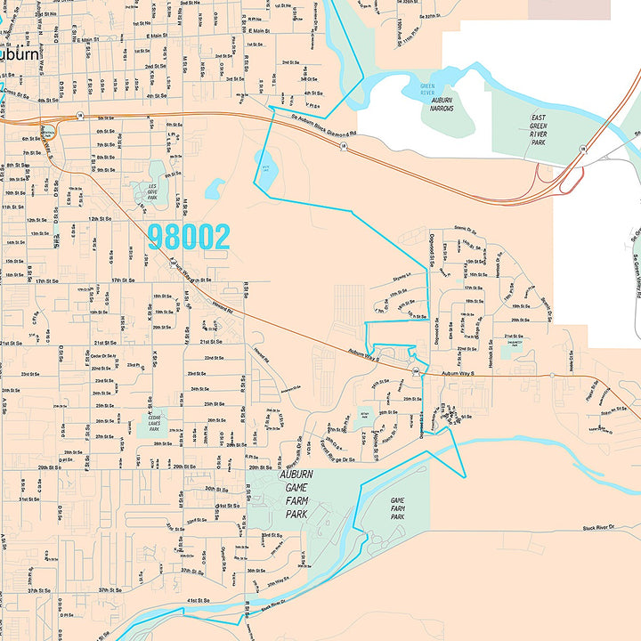 Premium Style Wall Map of Auburn, WA