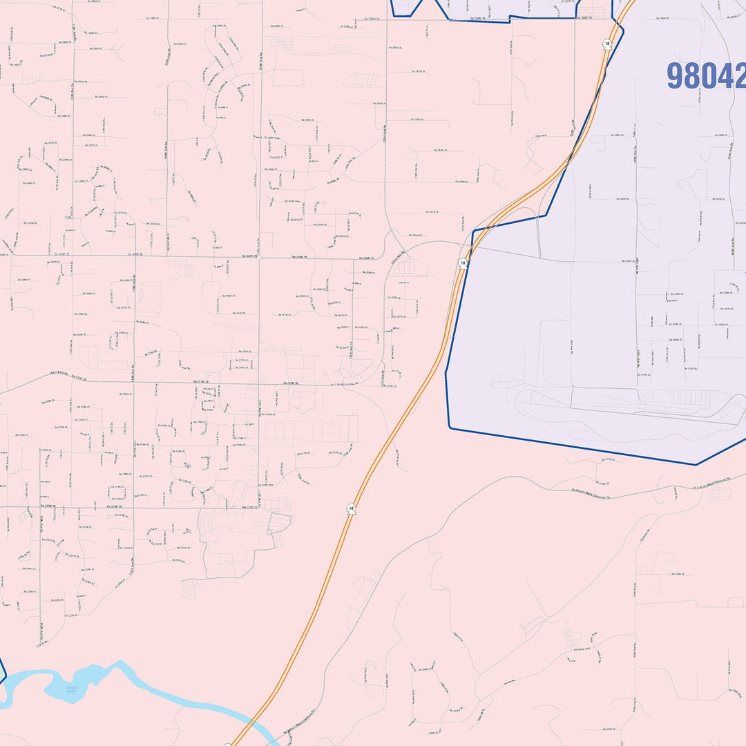 Color Cast Zip Code Style Wall Map of Auburn, WA