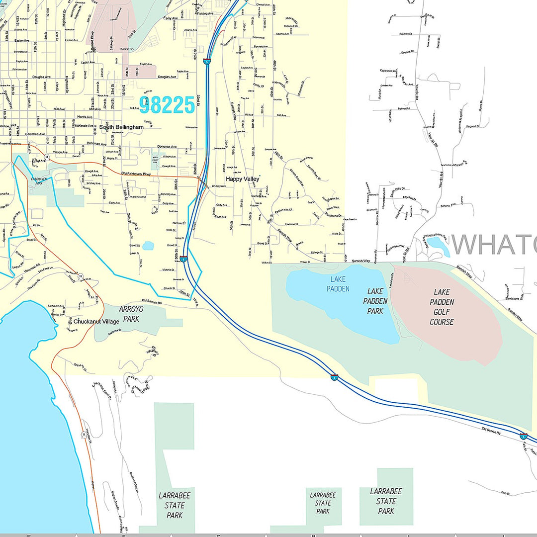 Premium Style Wall Map of Bellingham, WA