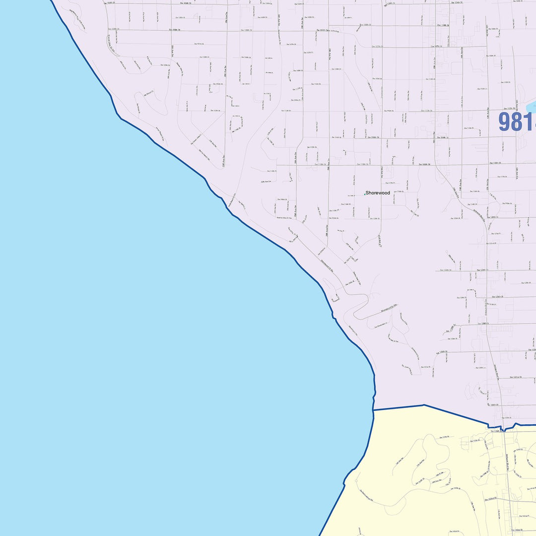 Color Cast Zip Code Style Wall Map of Burien, WA