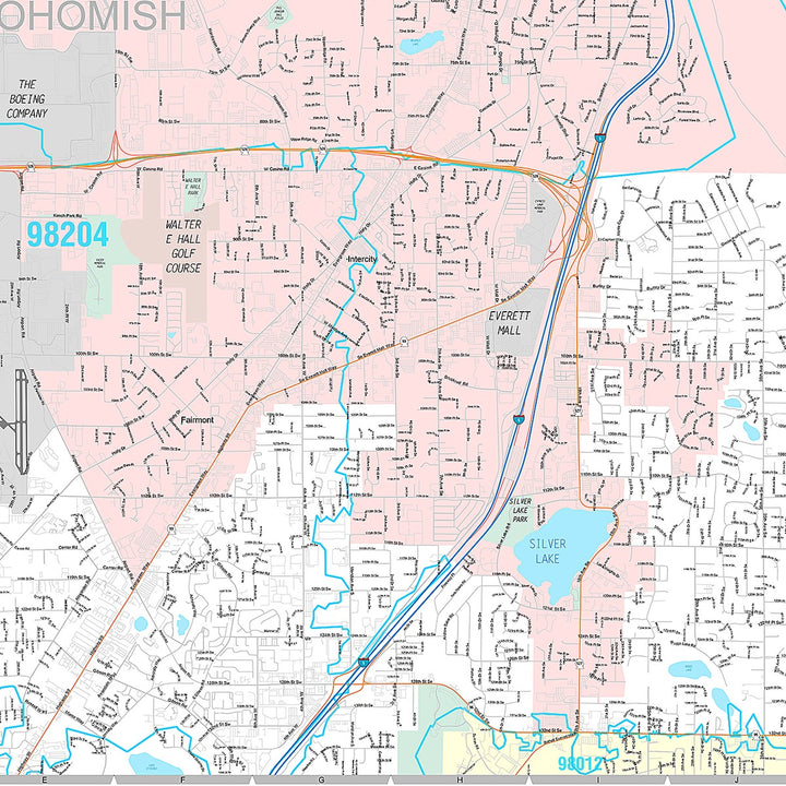Premium Style Wall Map of Everett, WA