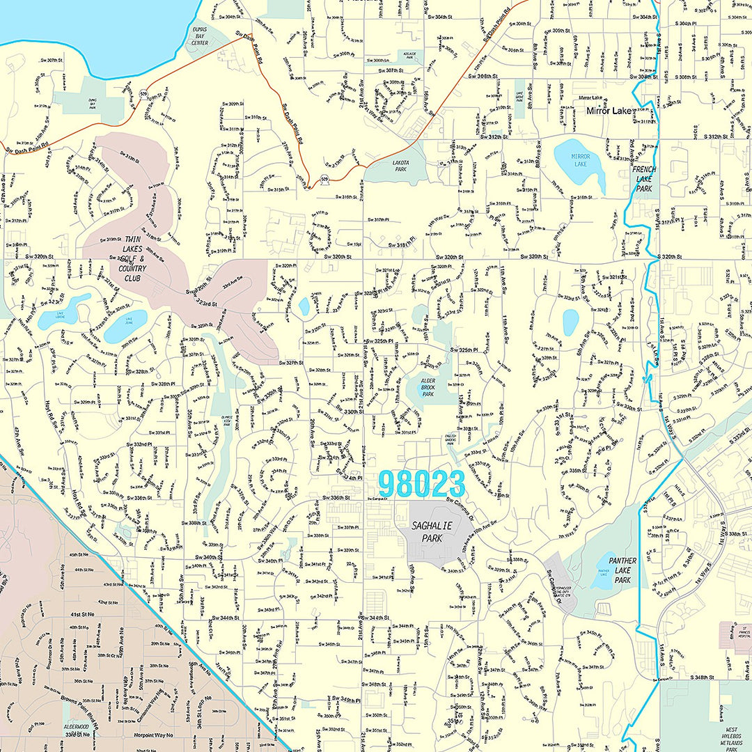 Premium Style Wall Map of Federal Way, WA