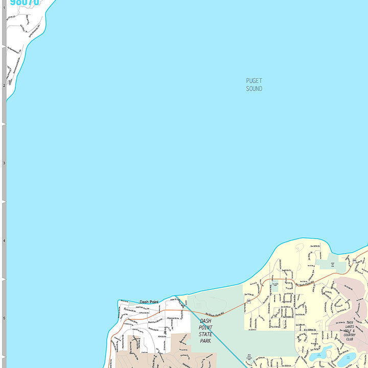 Premium Style Wall Map of Federal Way, WA