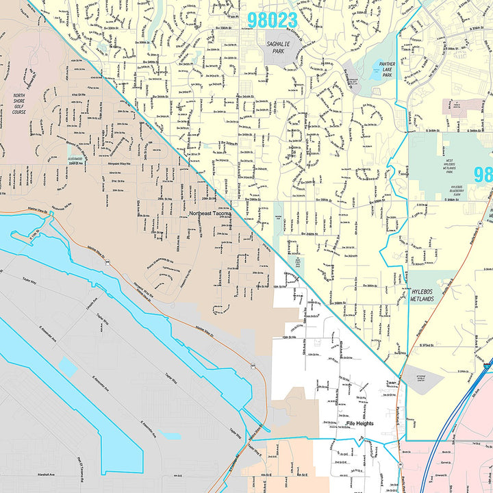 Premium Style Wall Map of Federal Way, WA