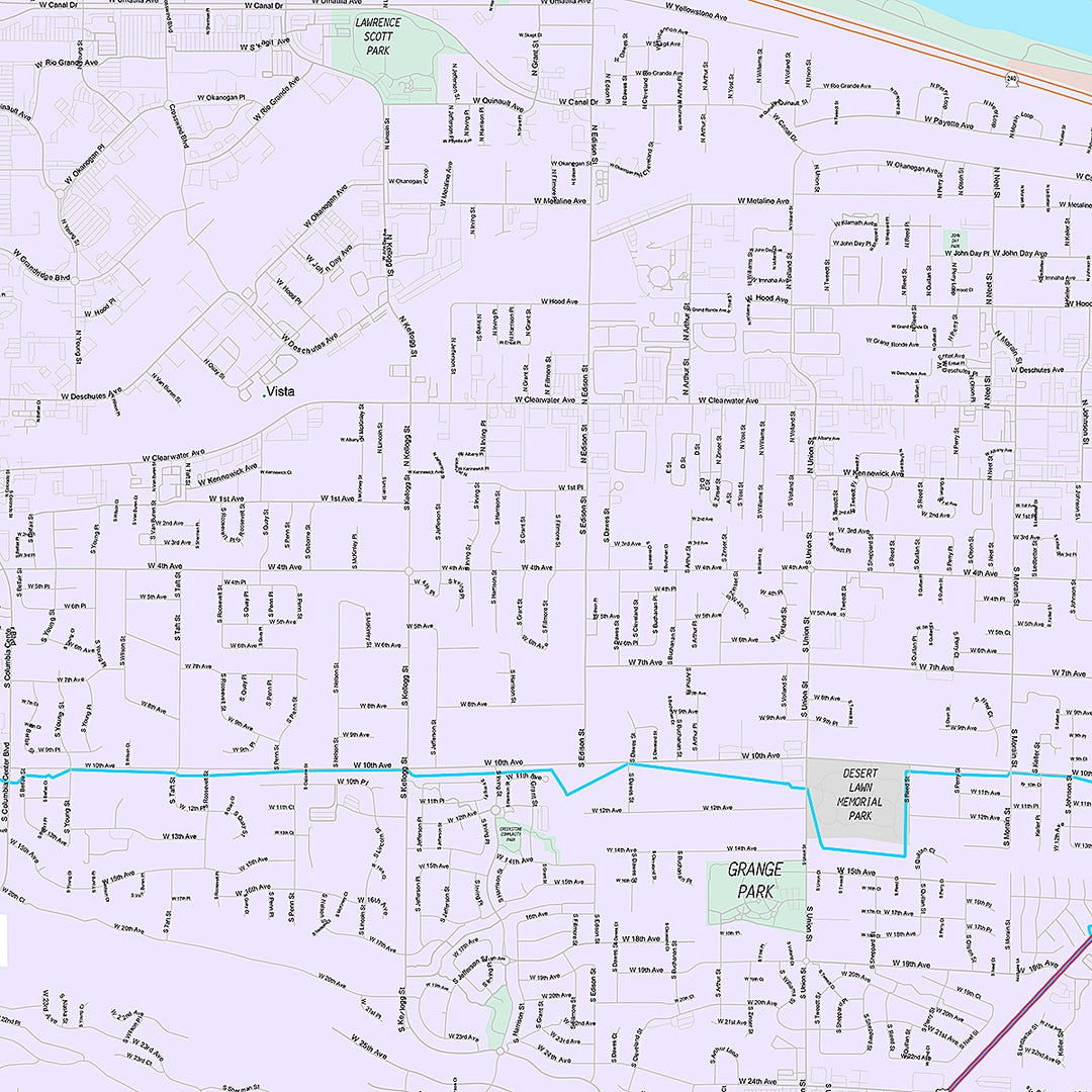 Premium Style Wall Map of Kennewick, WA