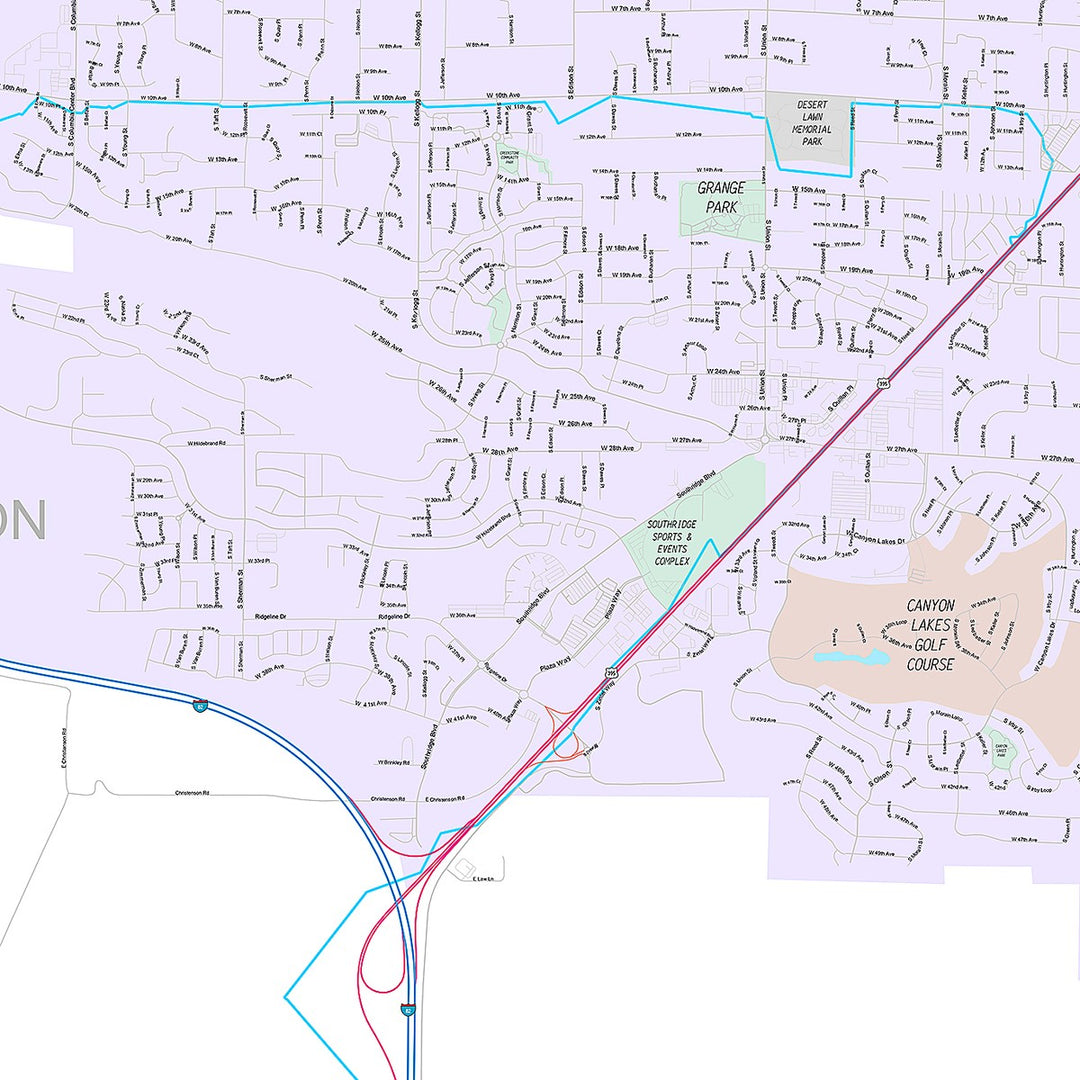 Premium Style Wall Map of Kennewick, WA