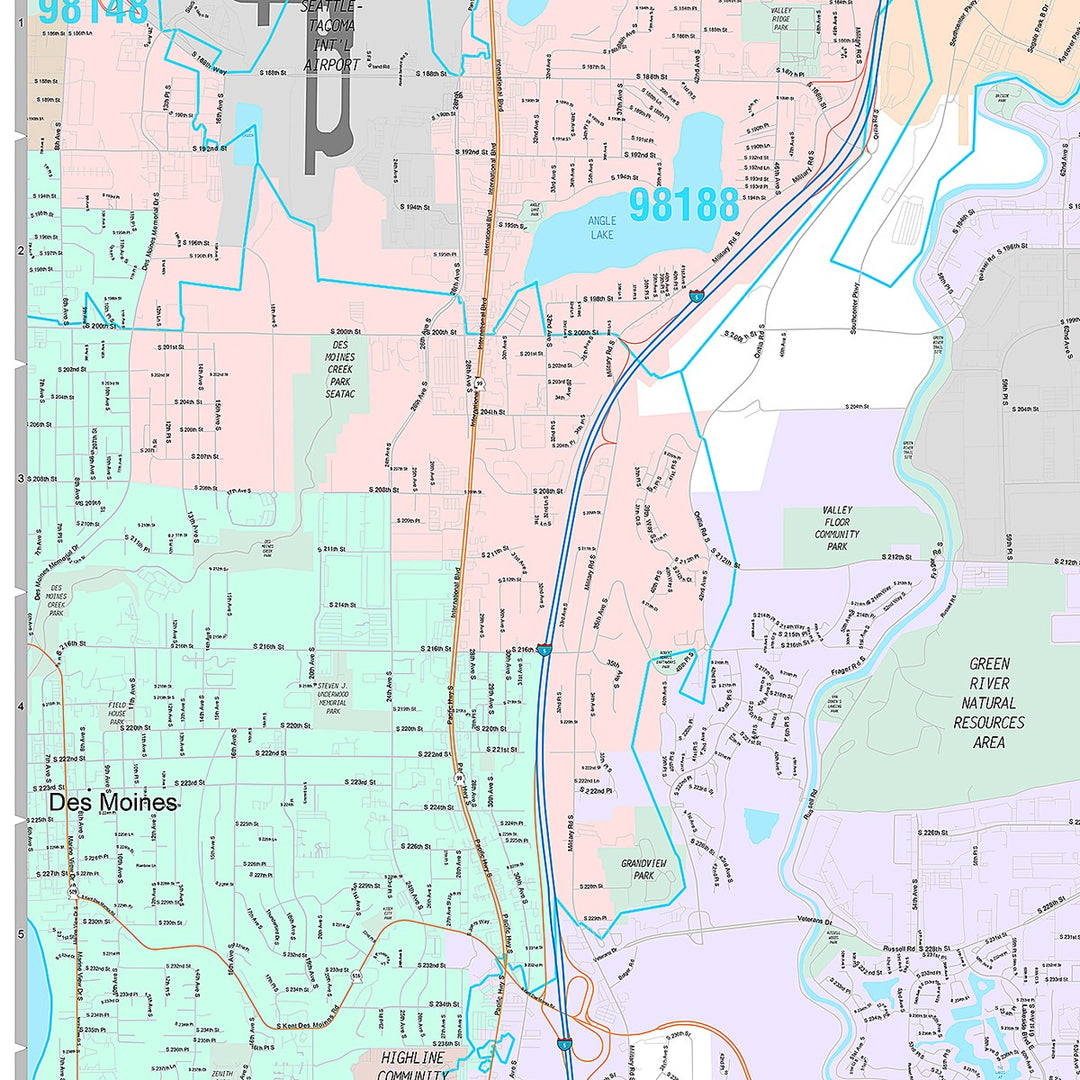 Premium Style Wall Map of Kent, WA