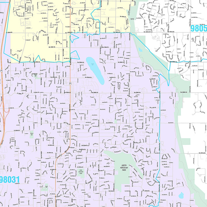 Premium Style Wall Map of Kent, WA