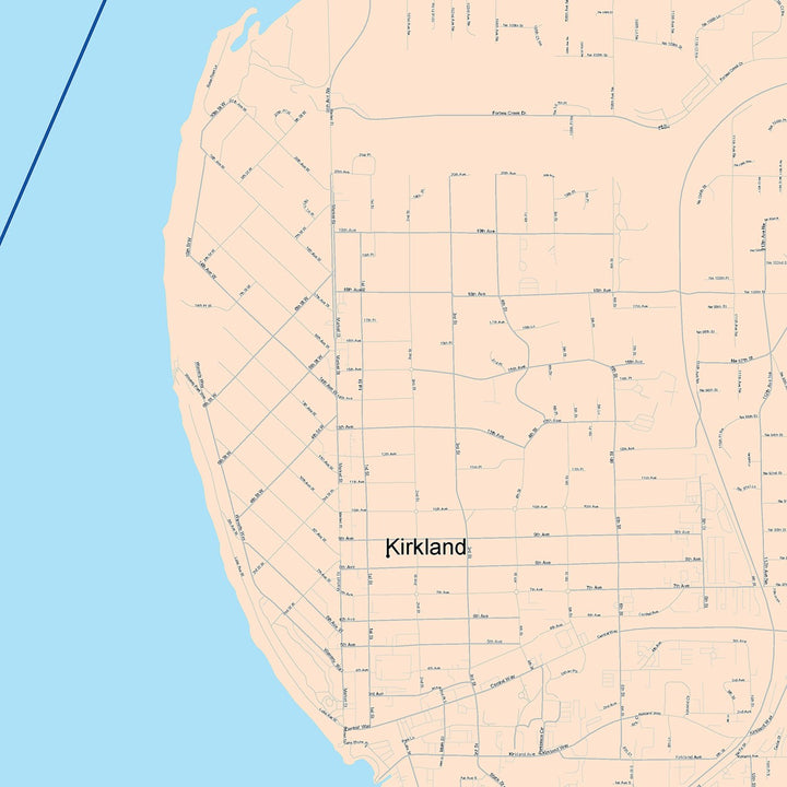 Color Cast Zip Code Style Wall Map of Kirkland, WA