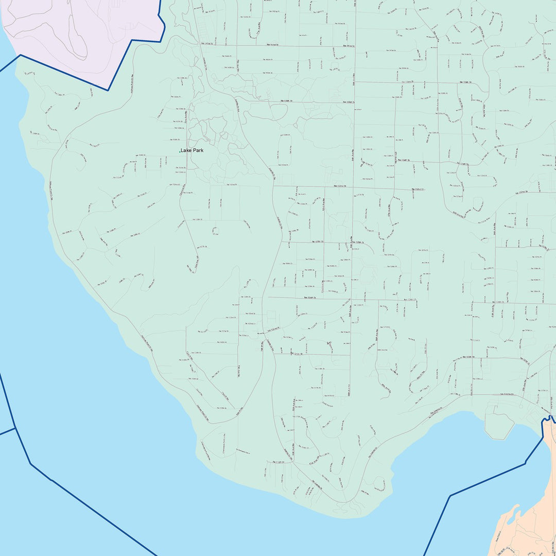 Color Cast Zip Code Style Wall Map of Kirkland, WA