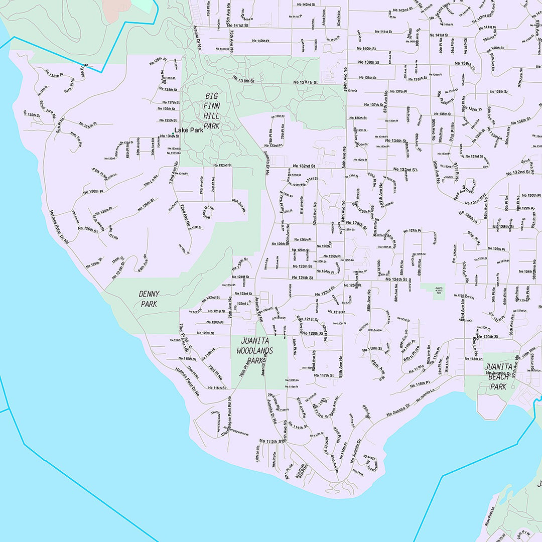 Premium Style Wall Map of Kirkland, WA