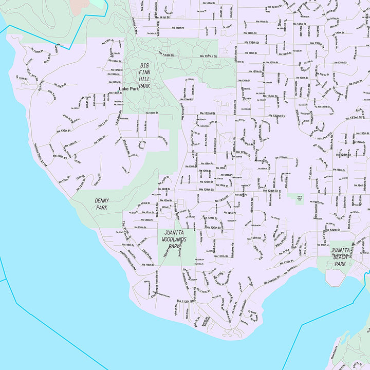 Premium Style Wall Map of Kirkland, WA
