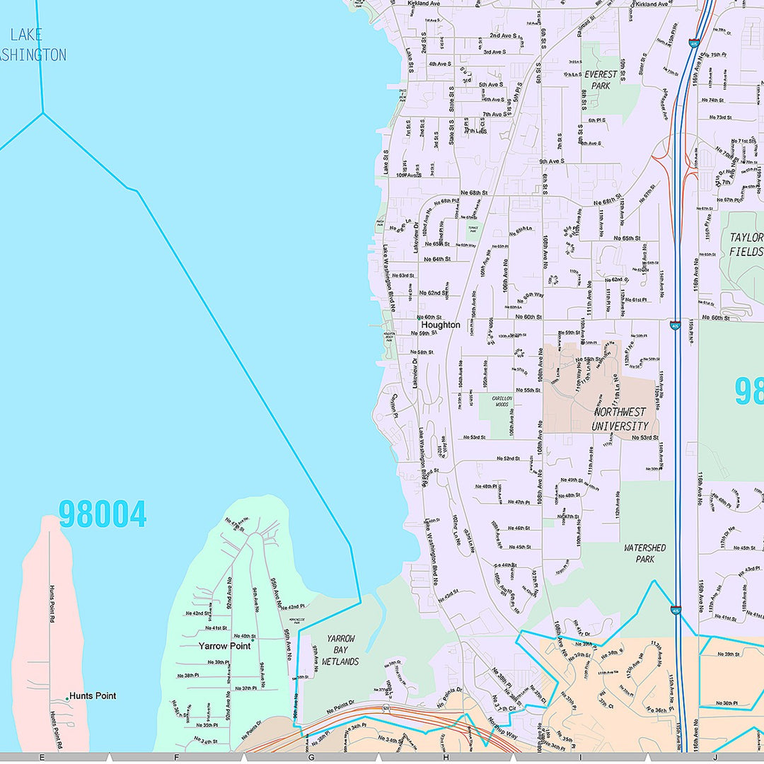 Premium Style Wall Map of Kirkland, WA