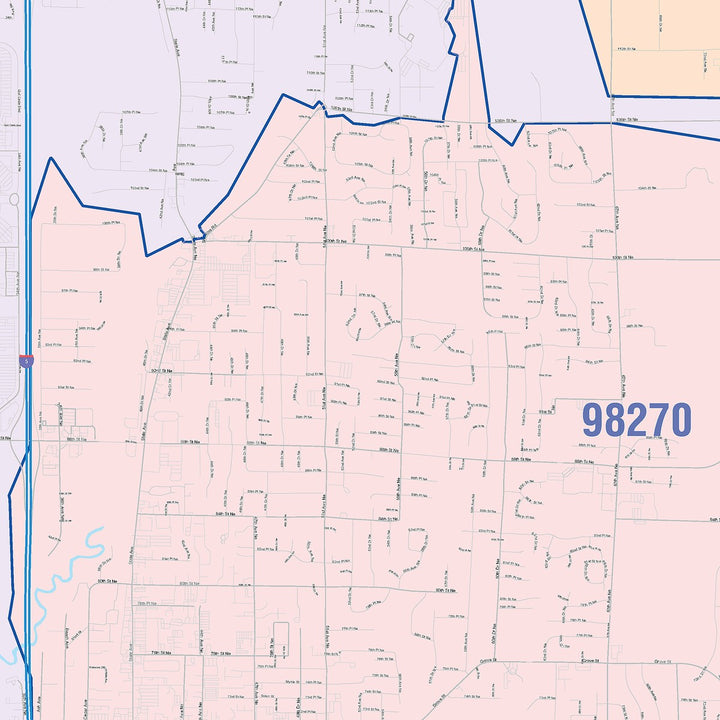 Color Cast Zip Code Style Wall Map of Marysville, WA