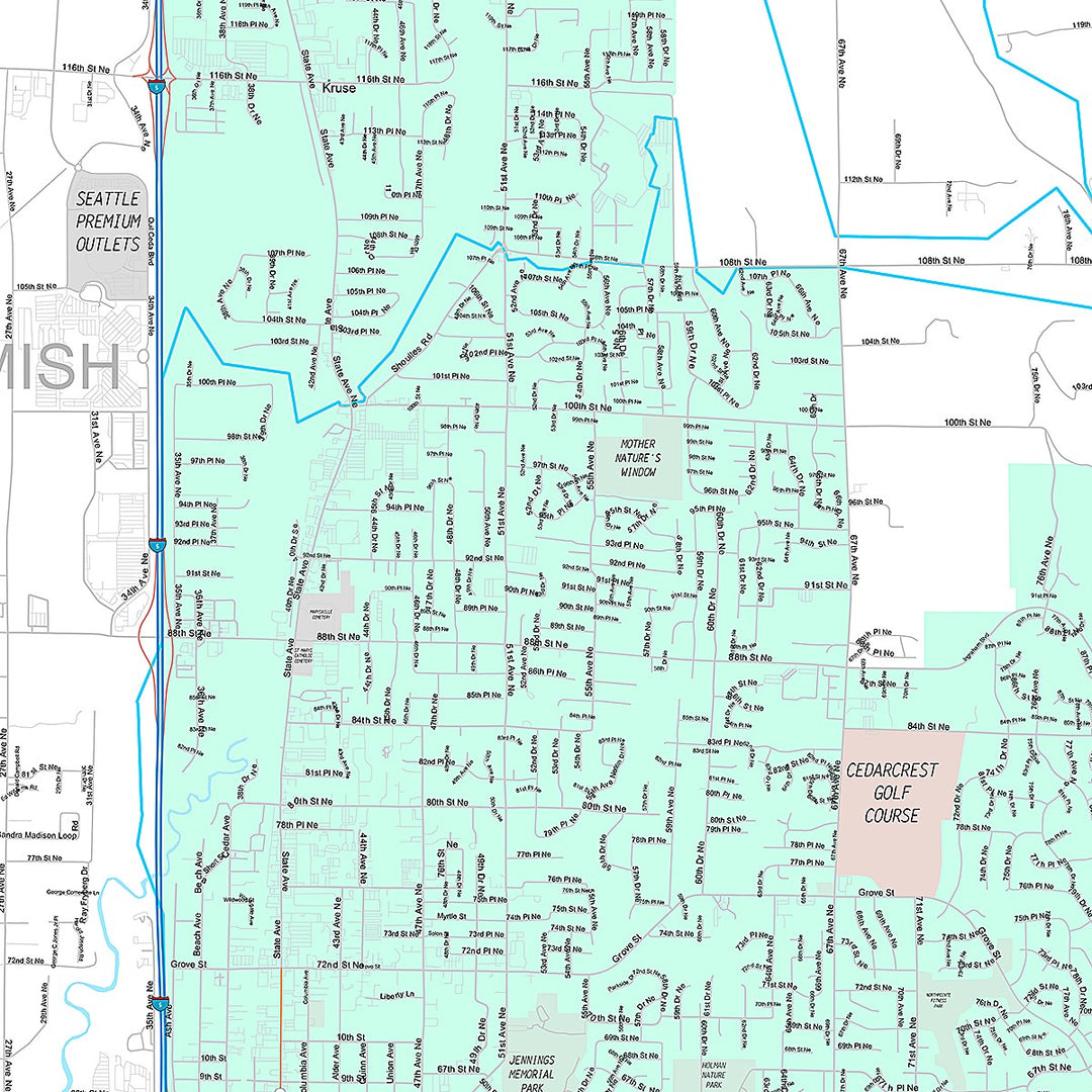 Premium Style Wall Map of Marysville, WA