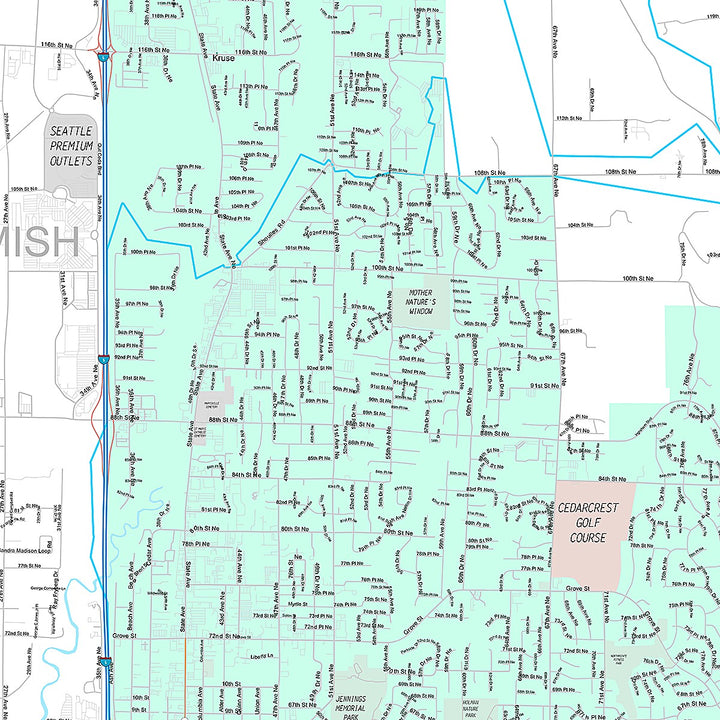 Premium Style Wall Map of Marysville, WA