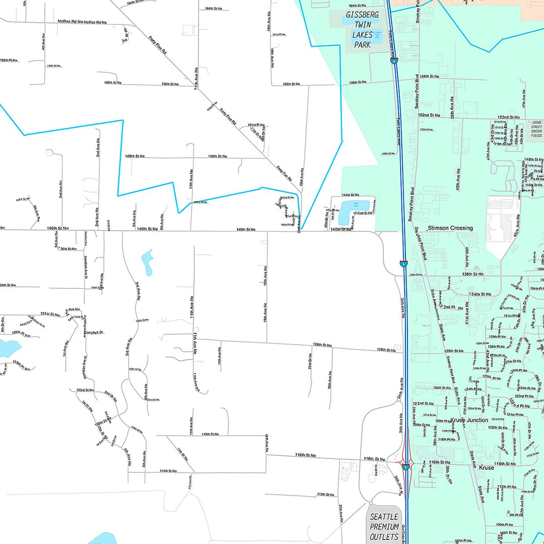 Premium Style Wall Map of Marysville, WA