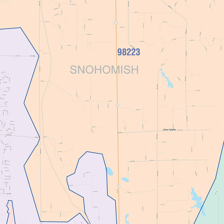 Color Cast Zip Code Style Wall Map of Marysville, WA