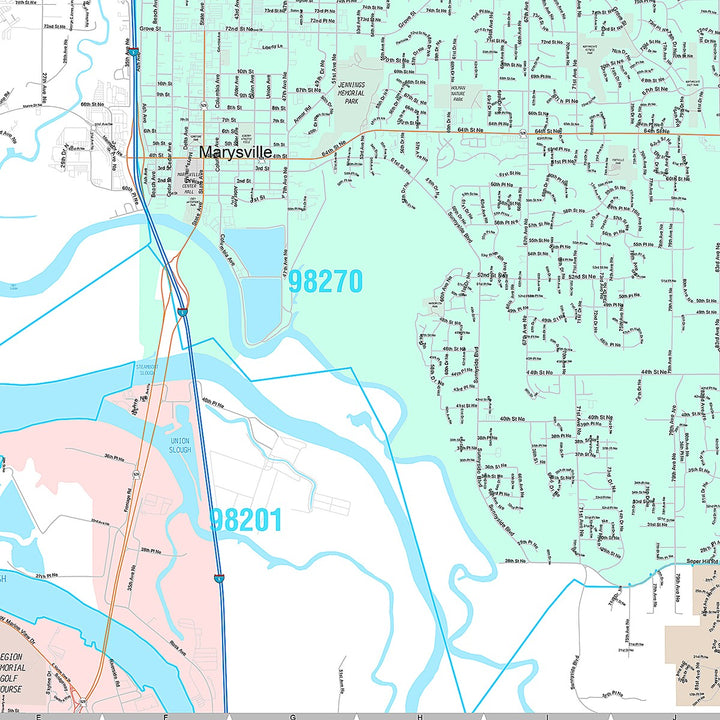 Premium Style Wall Map of Marysville, WA