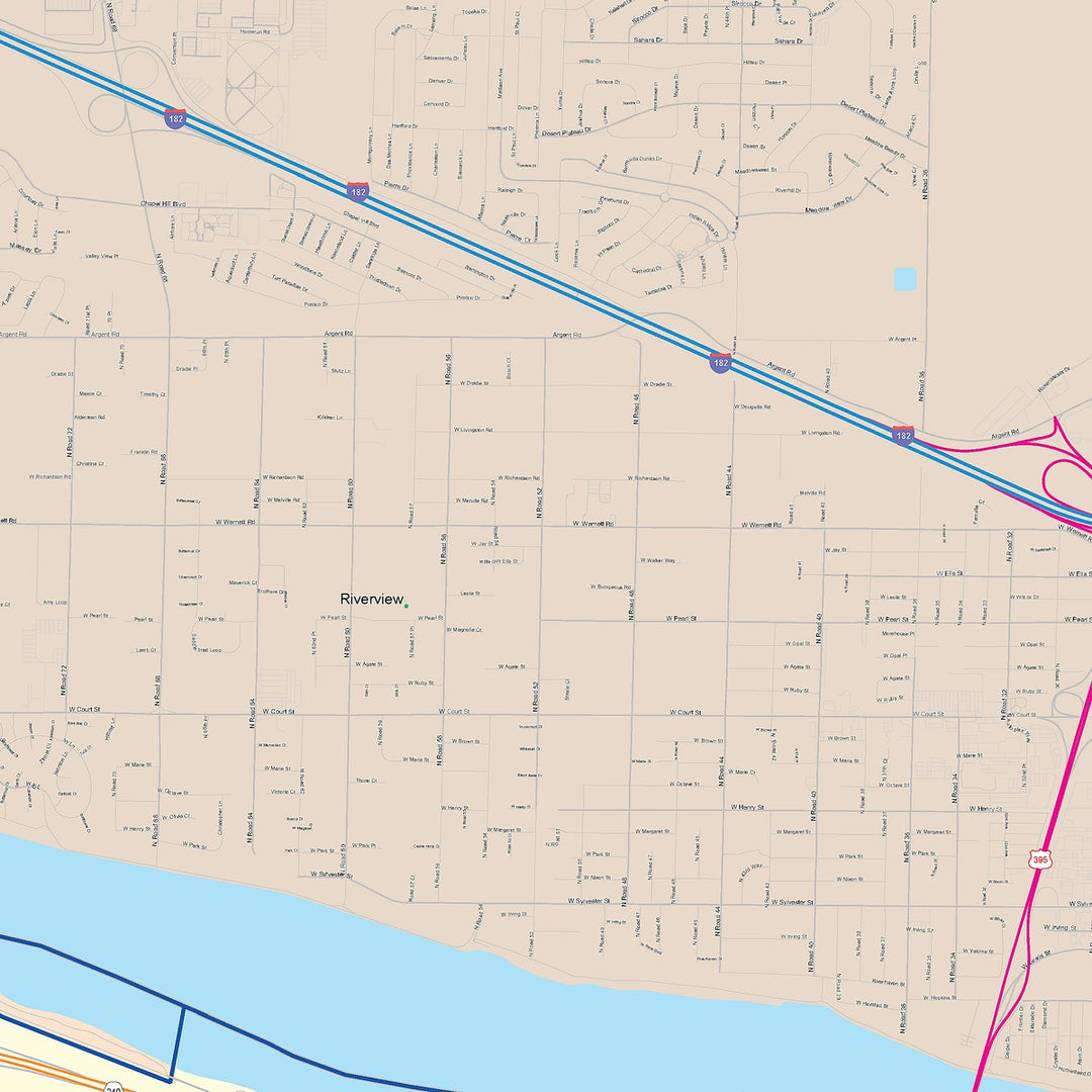 Color Cast Zip Code Style Wall Map of Pasco, WA