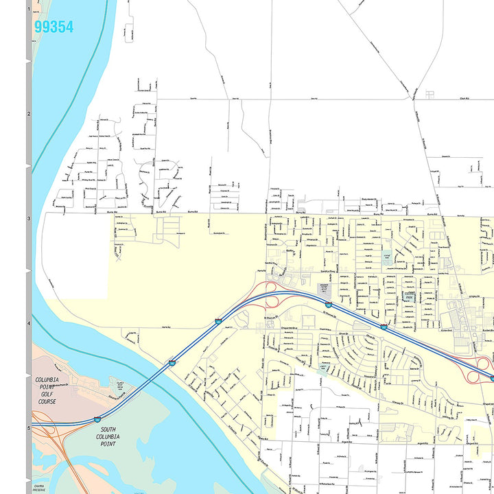 Premium Style Wall Map of Pasco, WA